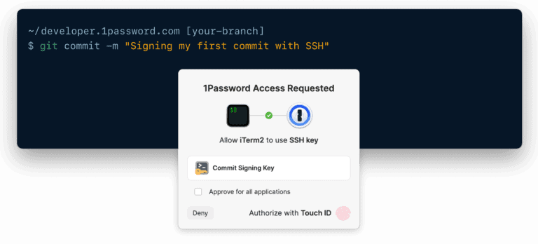 How to Sign Git Commits with 1Password in VSCode Dev Containers