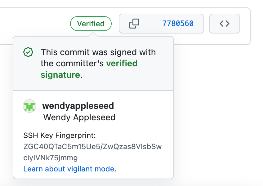 Verified commit on GitHub